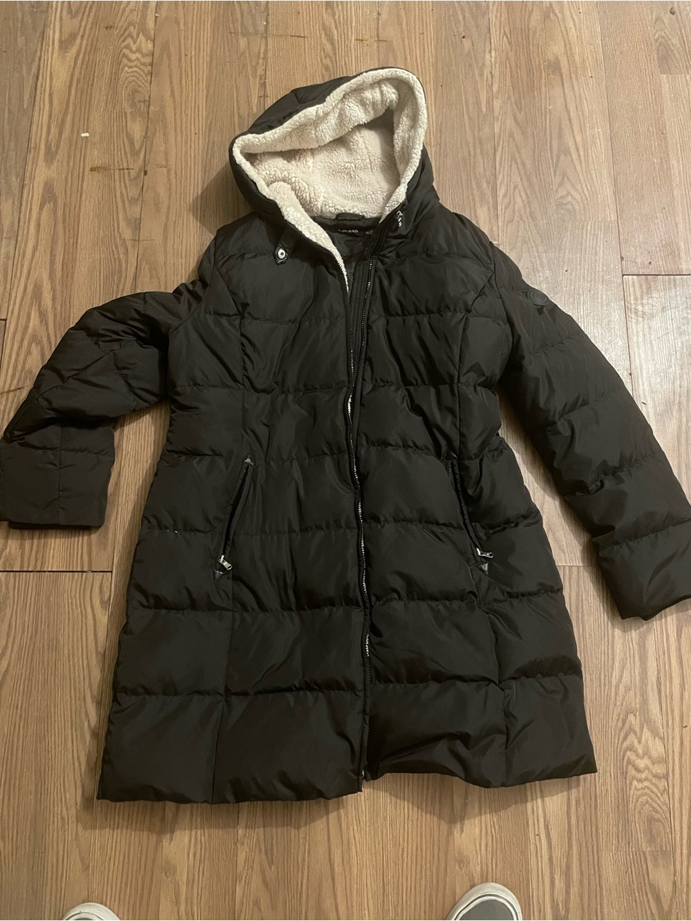 Ralph Lauren Black Puffer Jacket with Cream Sherpa Hood